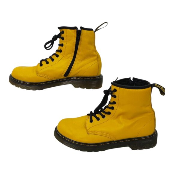 Dr. Martens 1460J Leather Boots Kids US 4M/5L UK 3 EU36 Yellow Lace Up Side Zip - Picture 1 of 16